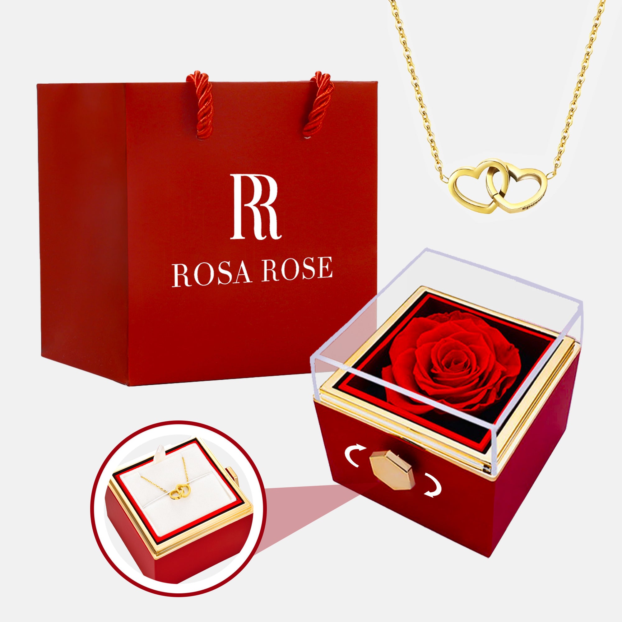 Eternal Real Rose with Jewellery Gift Box - 999inks